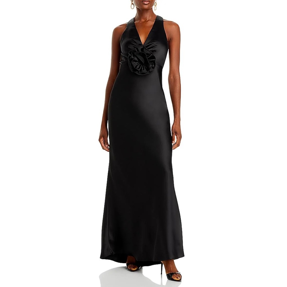 NWT Aqua Womens Satin Open Back Evening Dress size 12